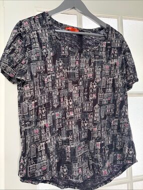B.Joe Fresh Black Short-Sleeve Tee with Pink and White City Print